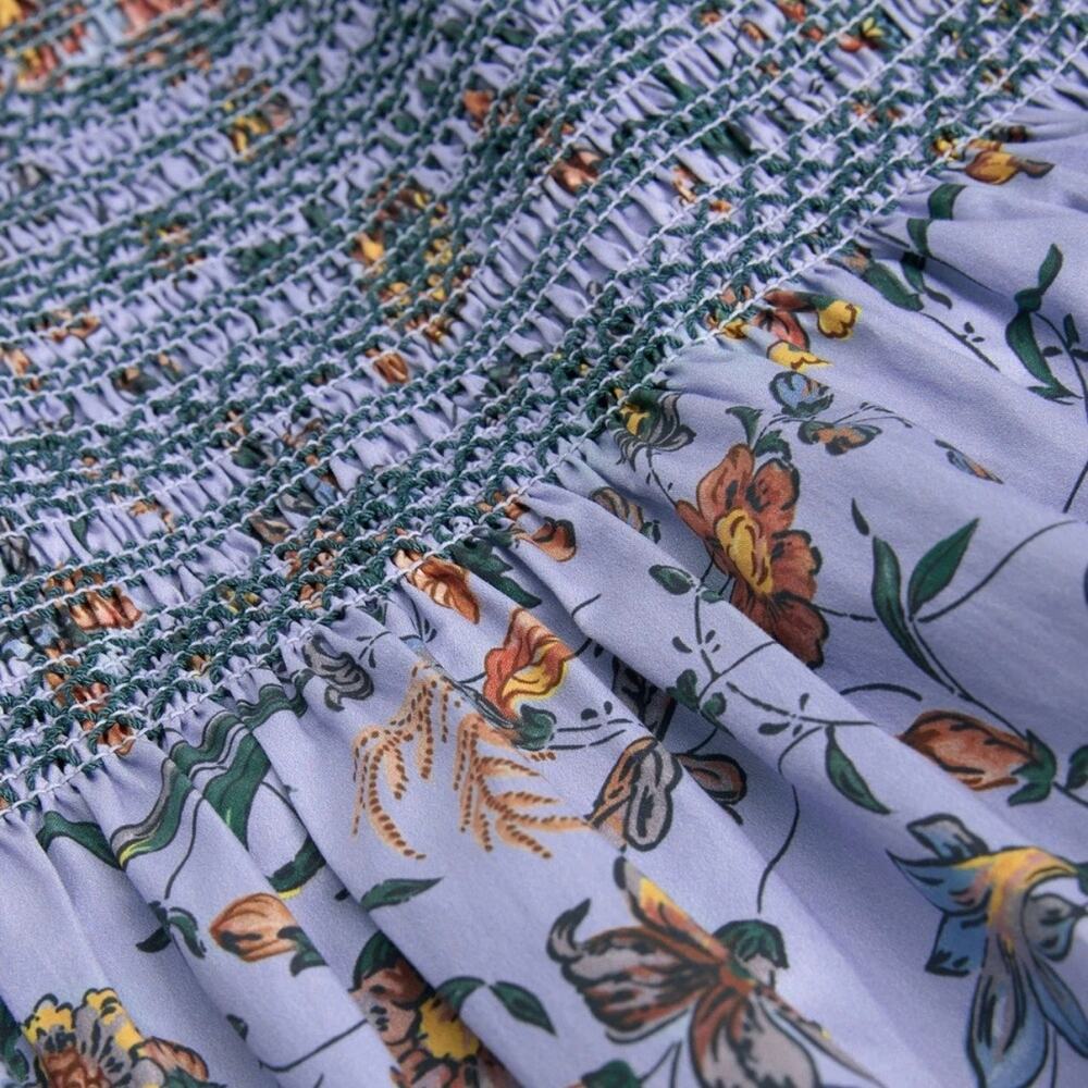 Hill House The Lila Mini Nap Dress Thistle Fleur Chintz Purple Floral Medium - Picture 4 of 16